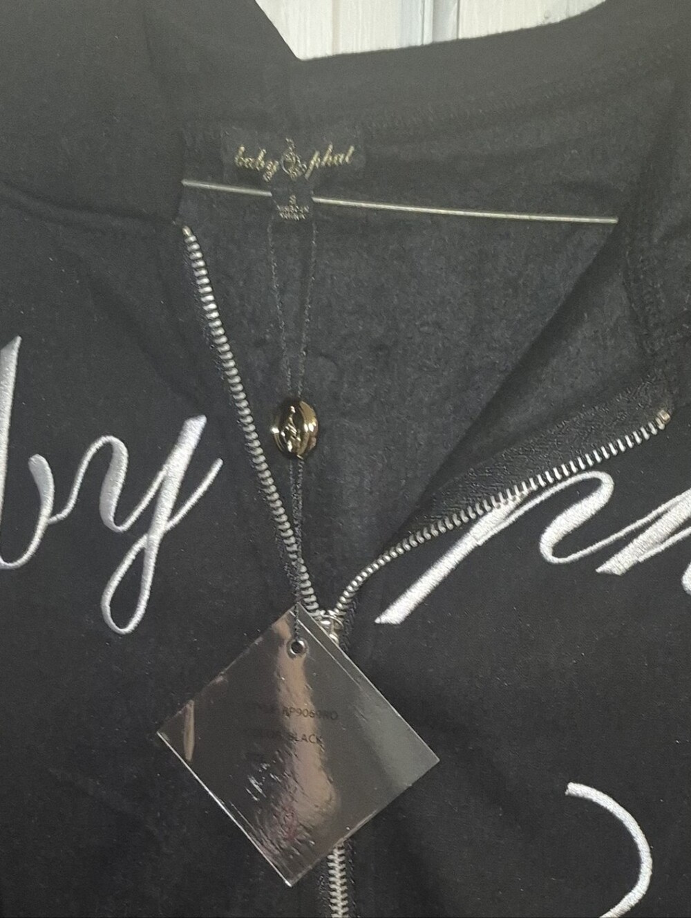 Baby Phat Black Embroidered Zip-Up Hoodie Jacket